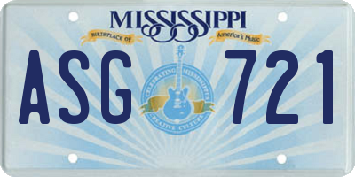 MS license plate ASG721
