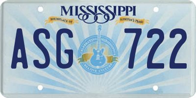 MS license plate ASG722