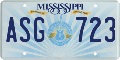 MS license plate ASG723