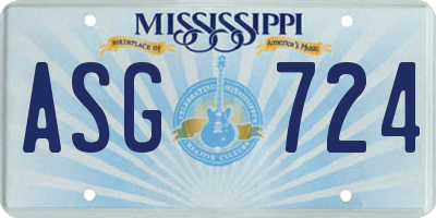 MS license plate ASG724