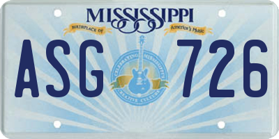 MS license plate ASG726