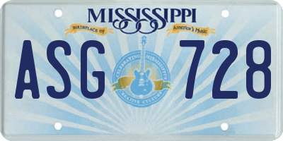 MS license plate ASG728
