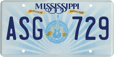 MS license plate ASG729