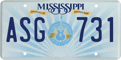 MS license plate ASG731