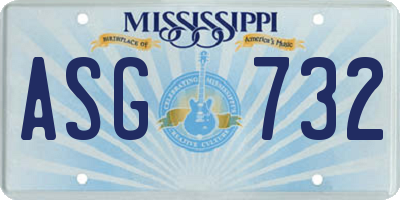 MS license plate ASG732