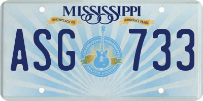 MS license plate ASG733