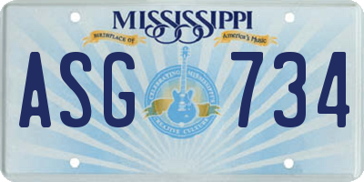 MS license plate ASG734