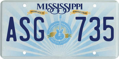 MS license plate ASG735