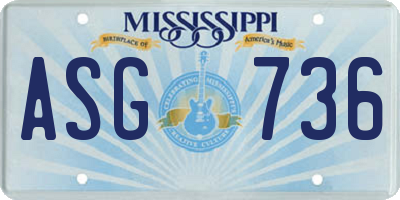 MS license plate ASG736