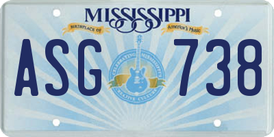 MS license plate ASG738