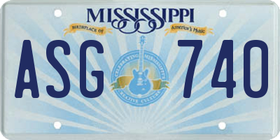 MS license plate ASG740