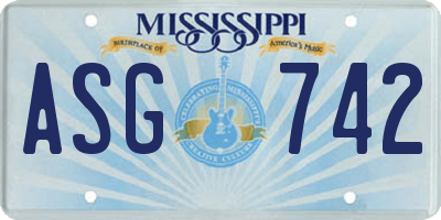 MS license plate ASG742