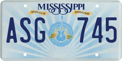 MS license plate ASG745