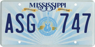 MS license plate ASG747