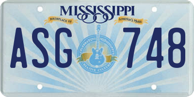 MS license plate ASG748