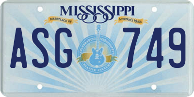 MS license plate ASG749