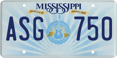 MS license plate ASG750