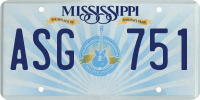 MS license plate ASG751