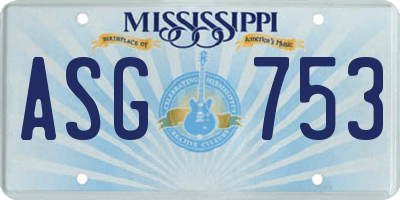 MS license plate ASG753
