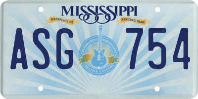 MS license plate ASG754