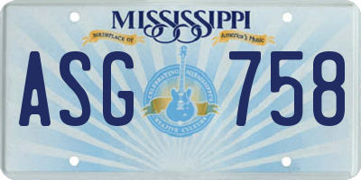 MS license plate ASG758