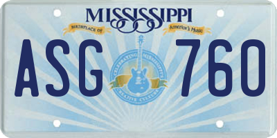 MS license plate ASG760