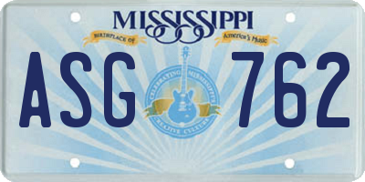 MS license plate ASG762
