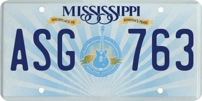 MS license plate ASG763