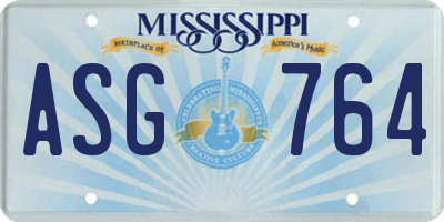 MS license plate ASG764