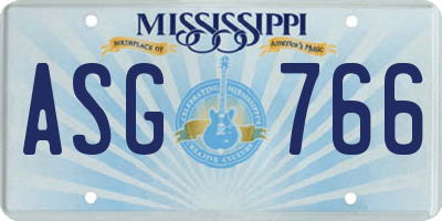 MS license plate ASG766