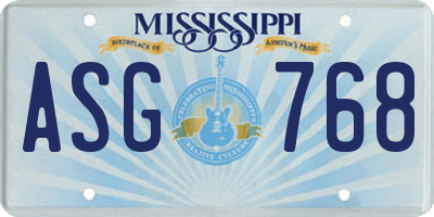 MS license plate ASG768