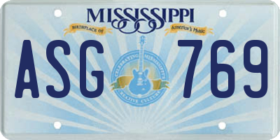 MS license plate ASG769