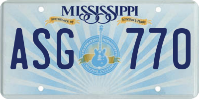 MS license plate ASG770