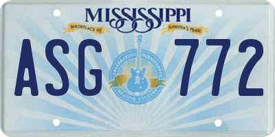 MS license plate ASG772