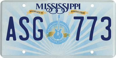 MS license plate ASG773