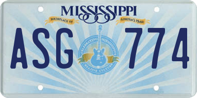 MS license plate ASG774