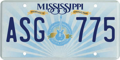 MS license plate ASG775