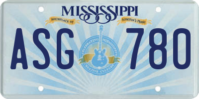 MS license plate ASG780