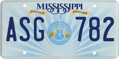 MS license plate ASG782