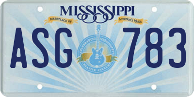 MS license plate ASG783