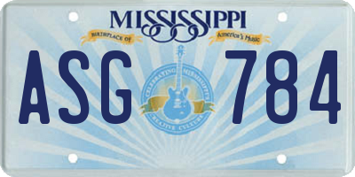 MS license plate ASG784