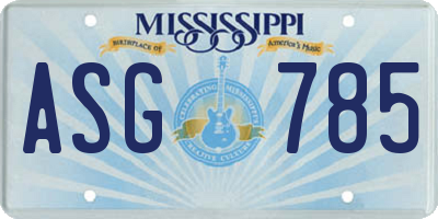 MS license plate ASG785