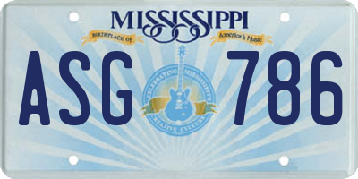 MS license plate ASG786