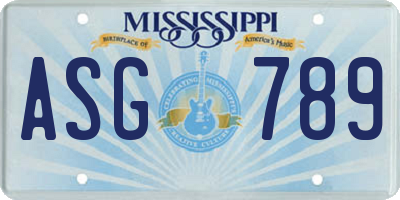 MS license plate ASG789