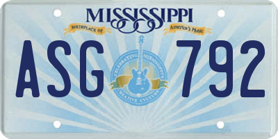 MS license plate ASG792