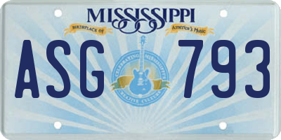 MS license plate ASG793