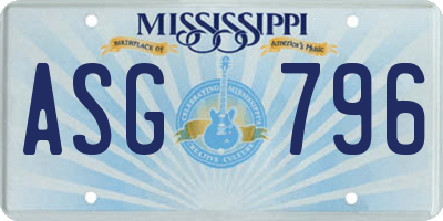 MS license plate ASG796