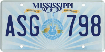MS license plate ASG798