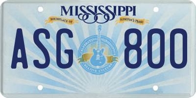 MS license plate ASG800