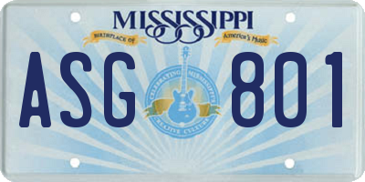 MS license plate ASG801